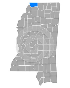 Map of DeSoto in Mississippi