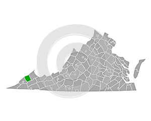 Map of Dickenson in Virginia