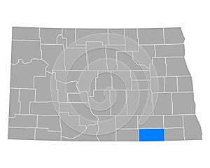 Map of Dickey in North Dakota