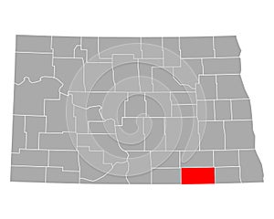 Map of Dickey in North Dakota