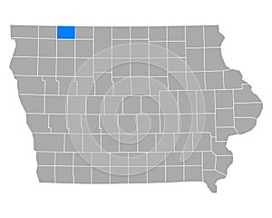 Map of Dickinson in Iowa