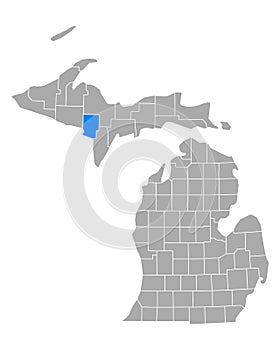 Map of Dickinson in Michigan