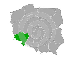 Map of Dolnoslaskie in Poland