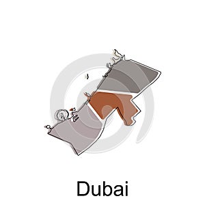 Map of Dubai Province of United Emirate Arab illustration design, World Map International vector template with outline graphic