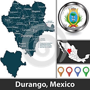 Map of Durango, Mexico