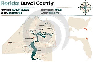 Map of Duval County in Florida