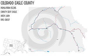 Map of Eagle County in Colorado, USA