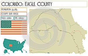 Map of Eagle County in Colorado USA
