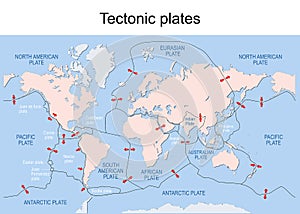 Map of Earth`s principal tectonic plates