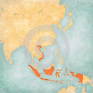 Map of East Asia - Indonesia and Vietnam