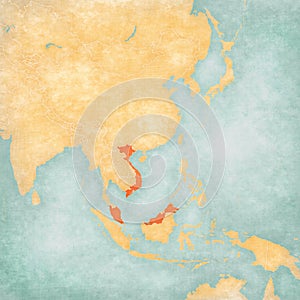 Map of East Asia - Malaysia and Vietnam