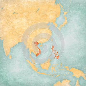 Map of East Asia - Vietnam and Philippines