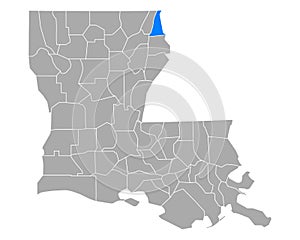 Map of East Carroll in Louisiana