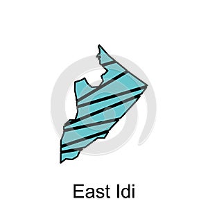 Map of East Idi City. vector map Province of Aceh design template with outline graphic sketch style isolated on white background