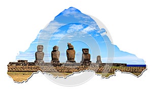 MAP OF EASTER ISLAND WITH MOAI