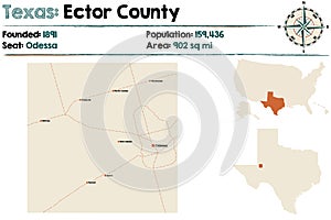 Map of Ector county in Texas