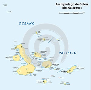 Map of the Ecuadorian archipelago of Galapagos