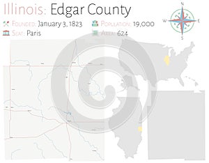 Map of Edgar County in Illinois