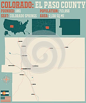 Map of El Paso County in Colorado