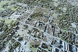 Map of elevation of a city urban area with roads and junctions for GIS and planning usage