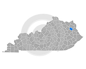 Map of Elliott in Kentucky
