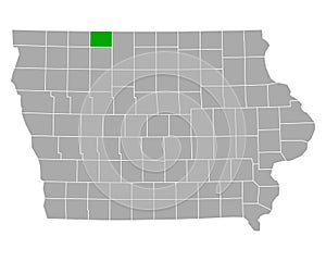 Map of Emmet in Iowa