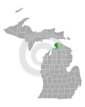 Map of Emmet in Michigan