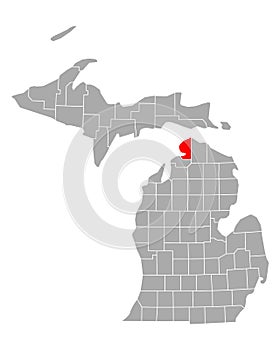 Map of Emmet in Michigan