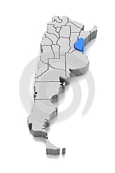 Map of Entre Rios Province, Argentina. photo