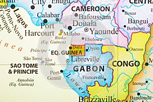 Map of Equatorial Guinea and its surrounding countries