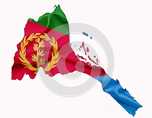 Map of Eritrea with waving flag in background.