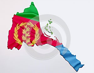 Map of Eritrea with waving flag in background.