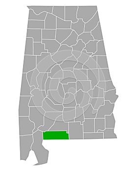 Map of Escambia in Alabama