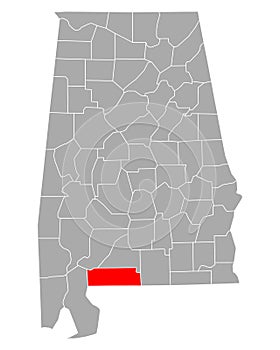 Map of Escambia in Alabama