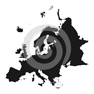 Map of Europe black silhouette isolated - PNG