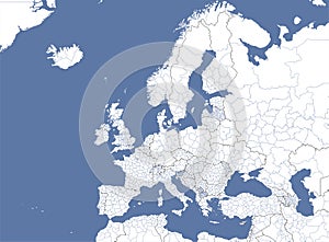 Map of Europe divided into states and provinces. European political map photo