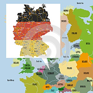 Map of Europe and Germany.