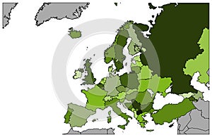 Map of europe green