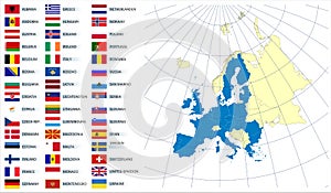 Map of Europe Union and flags