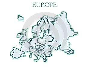 A map of Europe. Vector. Flat cartoons. Inaccurate. It looks like a continent of icy or stone parts of the world. Includes Western photo