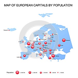 Map european capitals by population