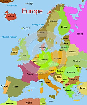Map of european continent