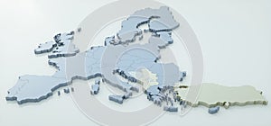 Map of European Union - very high detail - 3d rendering