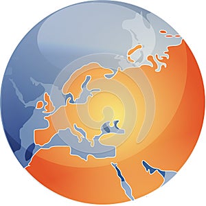 Map of Eurpe on globe