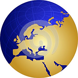 Map of Eurpe on globe illustration