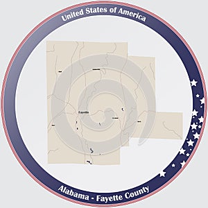 Map of Fayette County in Alabama