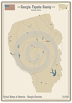 Map of Fayette County in Georgia