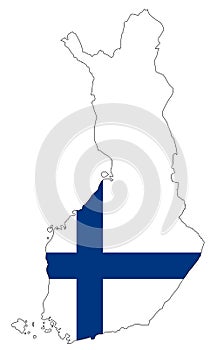 Map of Finland with flag