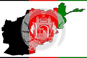 Map and Flag of Afganistan photo