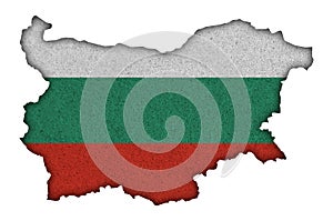 Map and flag of Bulgaria on felt